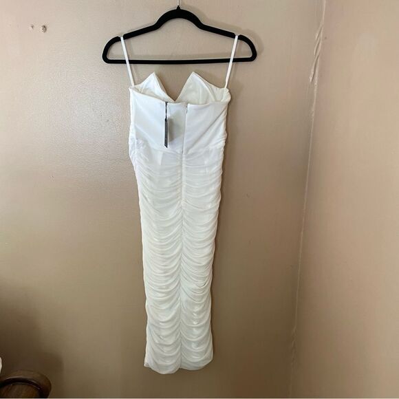 Michael Costello x Revolve India Dress white mesh shirred midi bodycon bustier - Picture 12 of 12